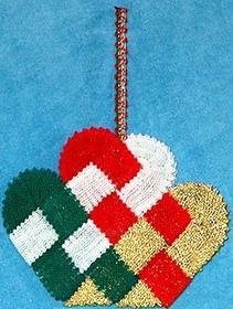 4 colored wicker heart